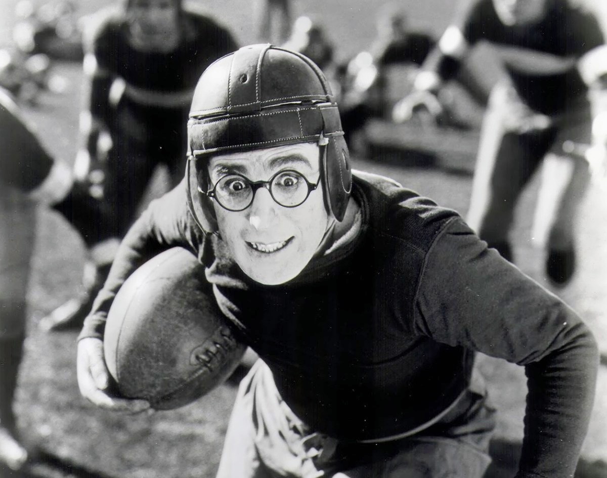 Harold Lloyd in football gear in The Freshman